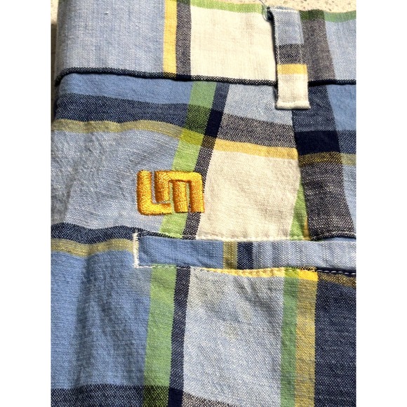 Loudmouth Shorts Men's 36 Plaid Print Golf Blue White 10.5" Inseam Cotton Blend - Picture 1 of 8